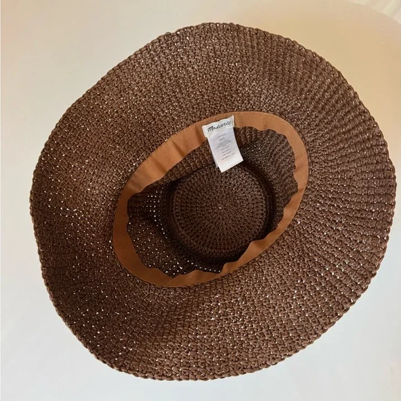 Madewell Lantern Straw Hat Brown Raffia Sun Packable Floppy Boho Size M/L - Picture 10 of 13